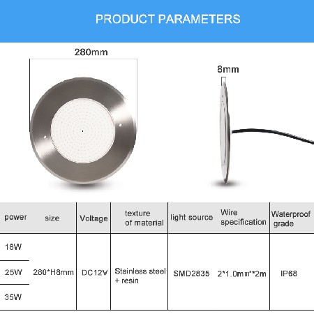 Tadpole Ip68 Underwater Waterproof Color Chang 12V 35W Rgb Resin Ultra Thin Led Wifi Swimming Pool Light Rgb