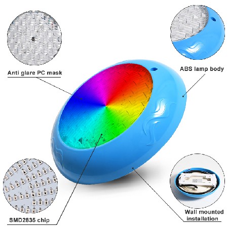 Tadpole Customization 18W Multi Color Remote Control Abs Plastic 12V Ip68 Waterproof Underwater Led Swimming Pool Light